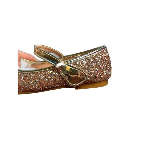 Champagne Gold Glitter Mary Jane Girl Flats Size 11‎ (29) Little Kid - Picture 2 of 6